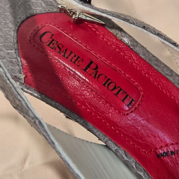 Cesare Paciotti womens 37/6 Snake Gray Pumps 2.5\